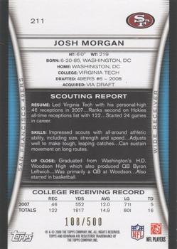 2008 Bowman - Blue #211 Josh Morgan  Back