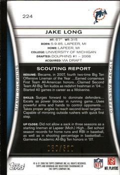 2008 Bowman - Blue #224 Jake Long  Back