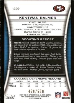 2008 Bowman - Blue #229 Kentwan Balmer  Back