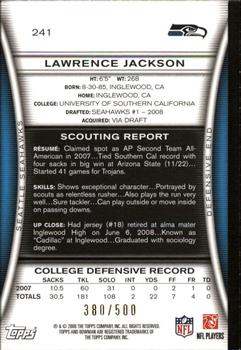 2008 Bowman - Blue #241 Lawrence Jackson  Back