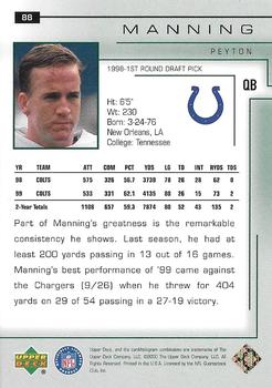 2000 Upper Deck Encore #88 Peyton Manning Back