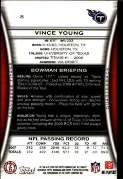 2008 Bowman - Gold #8 Vince Young  Back