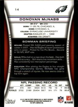 2008 Bowman - Gold #14 Donovan McNabb  Back