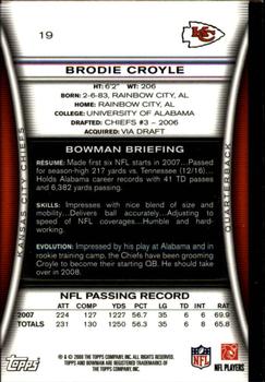 2008 Bowman - Gold #19 Brodie Croyle  Back