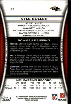 2008 Bowman - Gold #22 Kyle Boller  Back