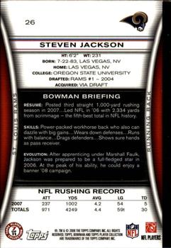 2008 Bowman - Gold #26 Steven Jackson  Back