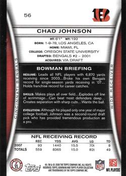 2008 Bowman - Gold #56 Chad Johnson  Back