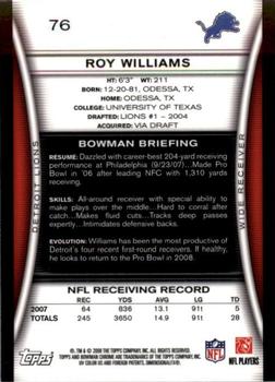 2008 Bowman - Gold #76 Roy Williams Back