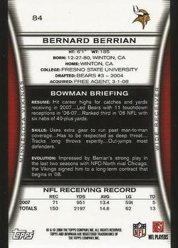 2008 Bowman - Gold #84 Bernard Berrian  Back