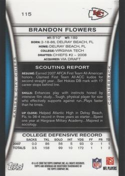 2008 Bowman - Gold #115 Brandon Flowers  Back