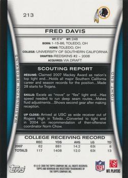 2008 Bowman - Gold #213 Fred Davis  Back