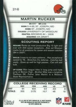 2008 Bowman - Gold #216 Martin Rucker  Back