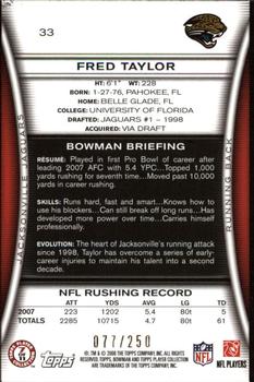 2008 Bowman - Orange #33 Fred Taylor Back