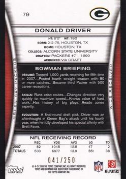 2008 Bowman - Orange #79 Donald Driver Back