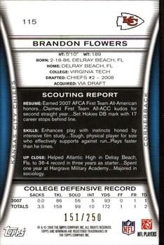 2008 Bowman - Orange #115 Brandon Flowers Back