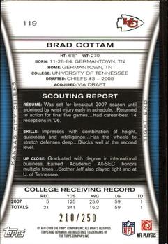 2008 Bowman - Orange #119 Brad Cottam Back