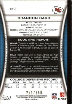 2008 Bowman - Orange #150 Brandon Carr Back