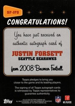 2008 Bowman - Signs of the Future #SF-JFO Justin Forsett Back