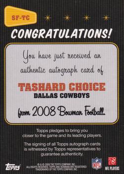 2008 Bowman - Signs of the Future #SF-TC Tashard Choice Back