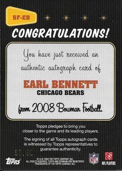 2008 Bowman - Signs of the Future Gold #SF-EB Earl Bennett Back