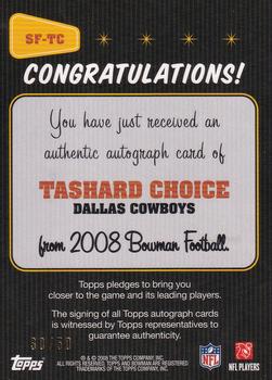 2008 Bowman - Signs of the Future Gold #SF-TC Tashard Choice Back