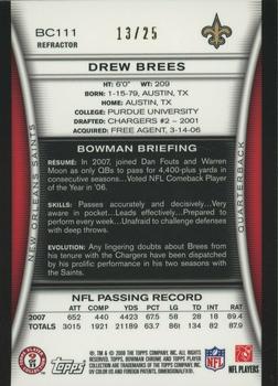 2008 Bowman Chrome - Orange Refractors #BC111 Drew Brees Back