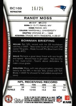 2008 Bowman Chrome - Orange Refractors #BC169 Randy Moss Back