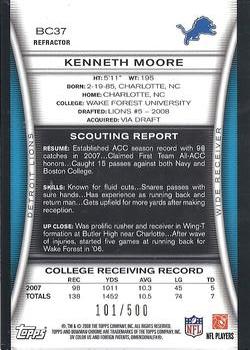 2008 Bowman Chrome - Refractors #BC37 Kenneth Moore Back
