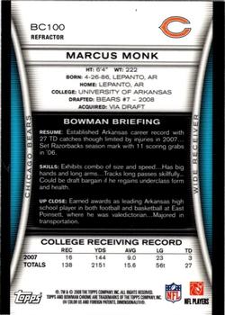 2008 Bowman Chrome - Refractors #BC100 Marcus Monk Back