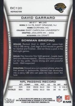 2008 Bowman Chrome - Refractors #BC120 David Garrard Back
