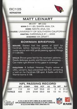 2008 Bowman Chrome - Refractors #BC125 Matt Leinart Back