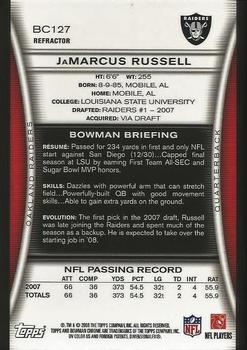 2008 Bowman Chrome - Refractors #BC127 JaMarcus Russell Back