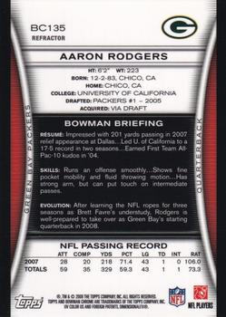 2008 Bowman Chrome - Refractors #BC135 Aaron Rodgers Back