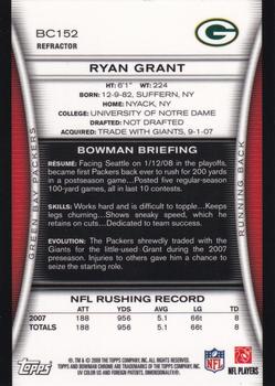 2008 Bowman Chrome - Refractors #BC152 Ryan Grant Back