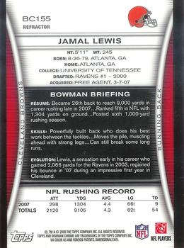 2008 Bowman Chrome - Refractors #BC155 Jamal Lewis Back