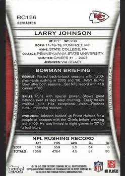 2008 Bowman Chrome - Refractors #BC156 Larry Johnson Back
