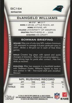 2008 Bowman Chrome - Refractors #BC164 DeAngelo Williams Back