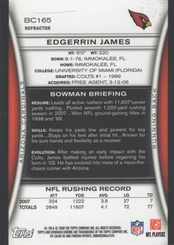 2008 Bowman Chrome - Refractors #BC165 Edgerrin James Back