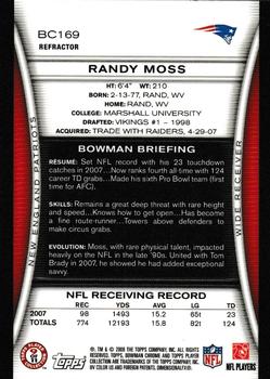 2008 Bowman Chrome - Refractors #BC169 Randy Moss Back
