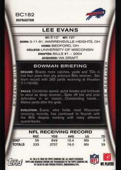 2008 Bowman Chrome - Refractors #BC182 Lee Evans Back
