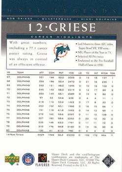 2000 Upper Deck Legends #34 Bob Griese Back