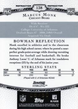 2008 Bowman Sterling - Black Refractors #138 Marcus Monk Back