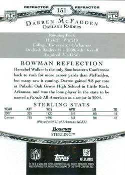 2008 Bowman Sterling - Black Refractors #151 Darren McFadden Back