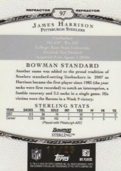 2008 Bowman Sterling - Gold Refractors #97 James Harrison Back