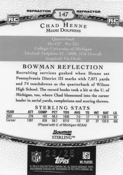 2008 Bowman Sterling - Gold Refractors #147 Chad Henne Back