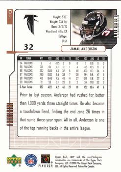 2000 Upper Deck MVP #10 Jamal Anderson Back