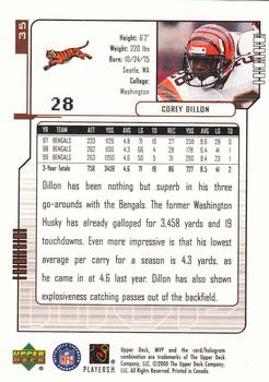 2000 Upper Deck MVP #35 Corey Dillon Back