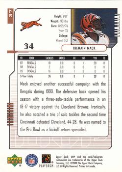 2000 Upper Deck MVP #37 Tremain Mack Back