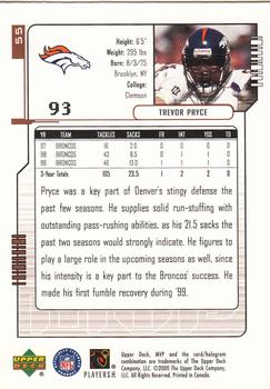 2000 Upper Deck MVP #55 Trevor Pryce Back
