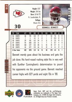 2000 Upper Deck MVP #82 Donnell Bennett Back